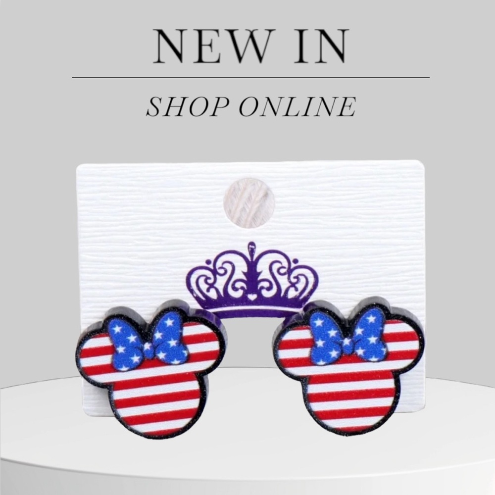 Minnie Mouse Patriotic American Flag Earrings